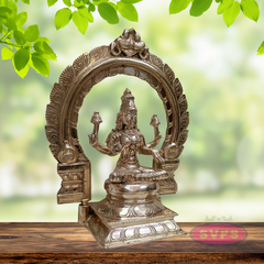 10 Inch Panchaloha Mahalakshmi Idol with Prabhavali – Traditional Pooja Statue