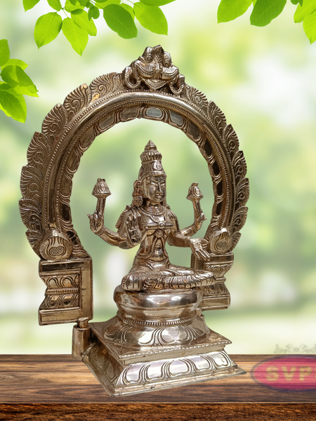 10 Inch Panchaloha Mahalakshmi Idol with Prabhavali – Traditional Pooja Statue