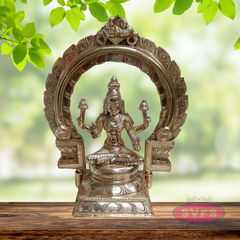 10 Inch Panchaloha Mahalakshmi Idol with Prabhavali – Traditional Pooja Statue