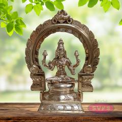 10 Inch Panchaloha Mahalakshmi Idol with Prabhavali – Traditional Pooja Statue