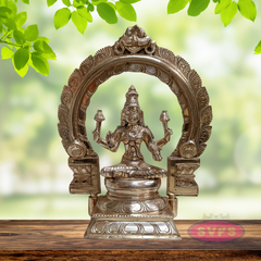 10 Inch Panchaloha Mahalakshmi Idol with Prabhavali – Traditional Pooja Statue