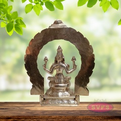 10 Inch Panchaloha Mahalakshmi Idol with Prabhavali – Traditional Pooja Statue