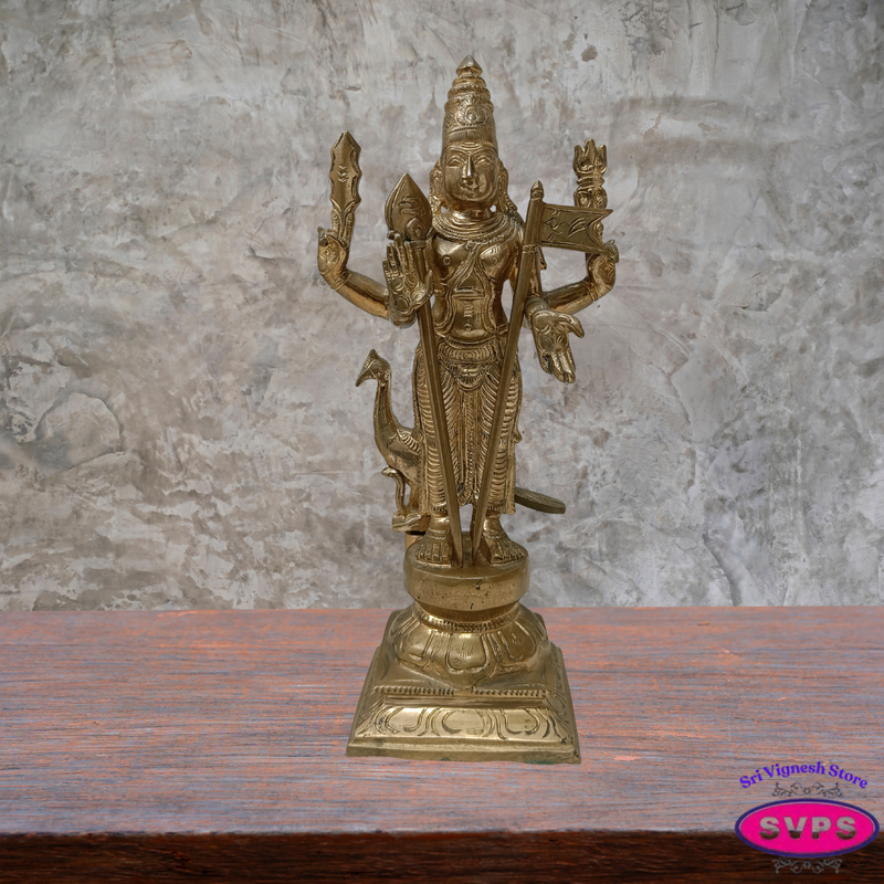 Panchalogham Lord Murugan Idol – 10.5 Inch Subramanya Swamy Statue