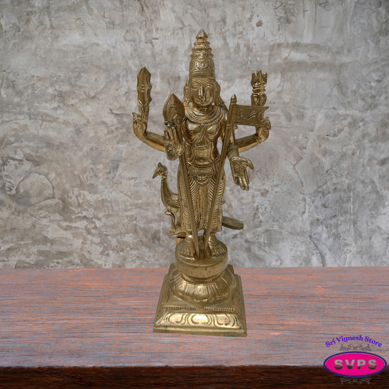 Panchalogham Lord Murugan Idol – 10.5 Inch Subramanya Swamy Statue