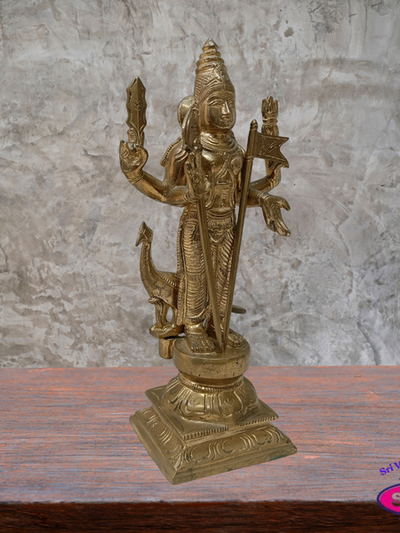 Panchalogham Lord Murugan Idol – 10.5 Inch Subramanya Swamy Statue