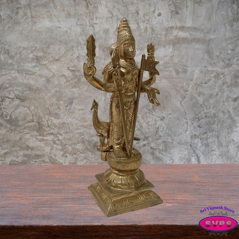 Panchalogham Lord Murugan Idol – 10.5 Inch Subramanya Swamy Statue