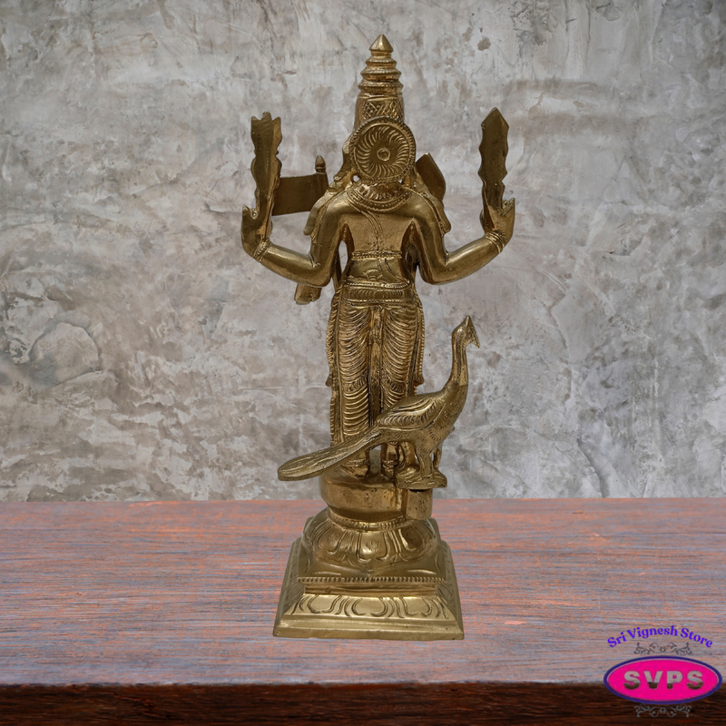 Panchalogham Lord Murugan Idol – 10.5 Inch Subramanya Swamy Statue