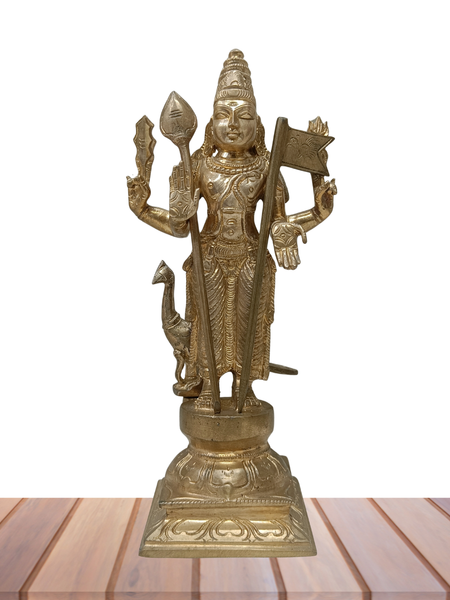 Panchalogham Lord Murugan Idol – 10 Inch Subramanya Swamy Statue
