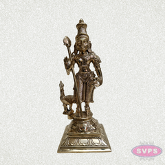 Panchalogham Lord Murugan Idol with Peacock & Vel – 10 Inch