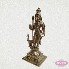 Panchalogham Lord Murugan Idol with Peacock & Vel – 10 Inch