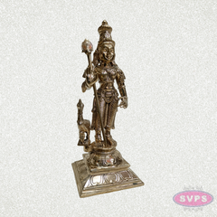 Panchalogham Lord Murugan Idol with Peacock & Vel – 10 Inch