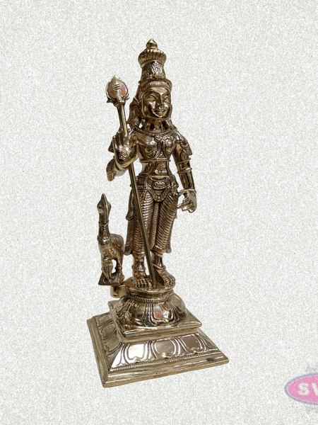 Panchalogham Lord Murugan Idol with Peacock & Vel – 10 Inch