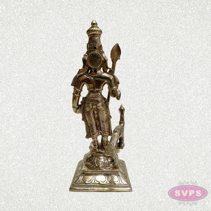 Panchalogham Lord Murugan Idol with Peacock & Vel – 10 Inch