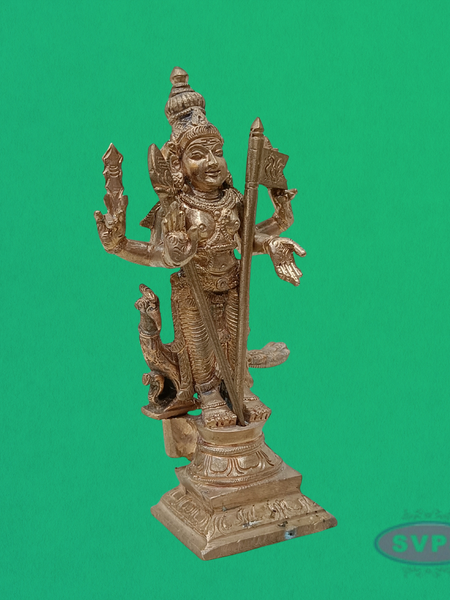Handmade Panchalogam Murugar / Kumarar Karthikeyar Statue - 6.5 Inches