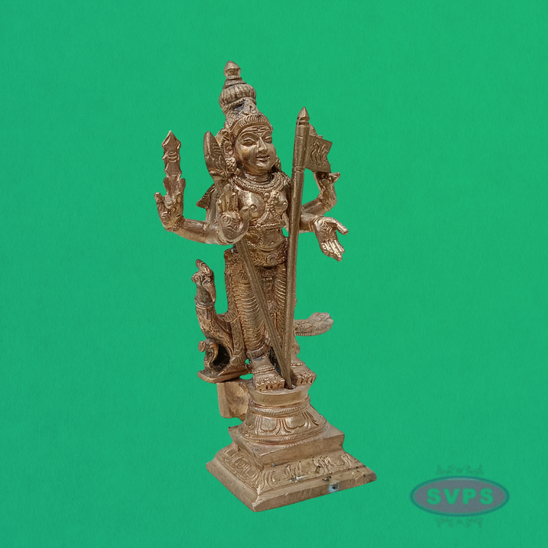 Handmade Panchalogam Murugar / Kumarar Karthikeyar Statue - 6.5 Inches