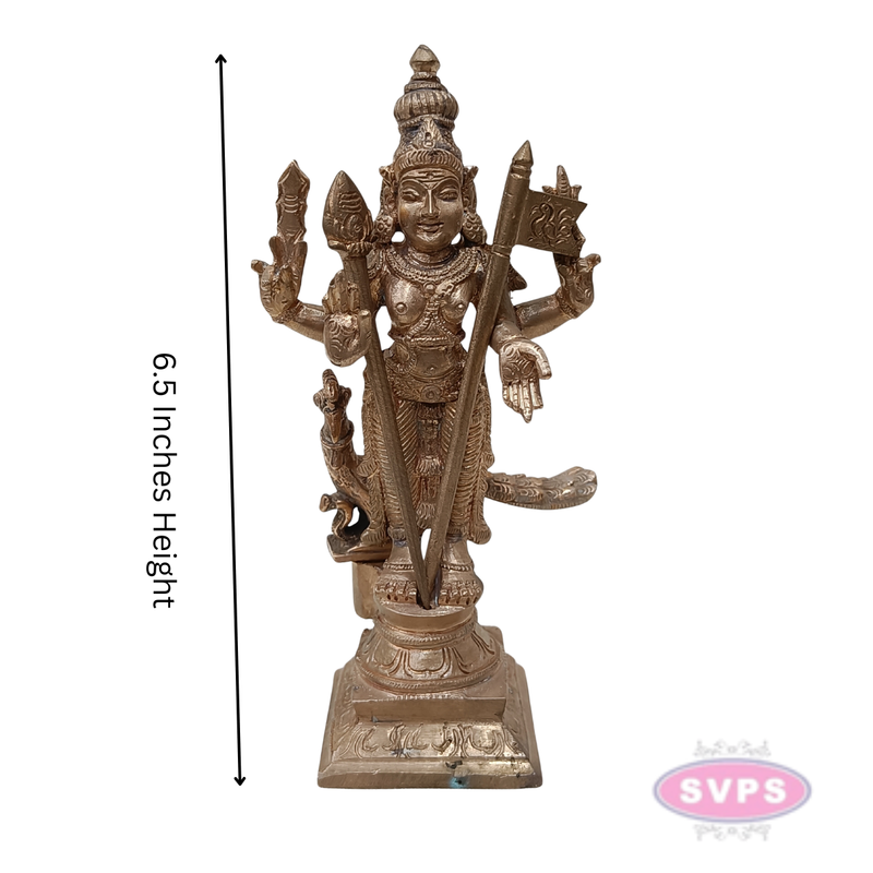 Handmade Panchalogam Murugar / Kumarar Karthikeyar Statue - 6.5 Inches