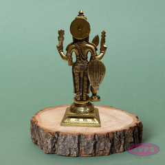 Brass Murugan Swamy Idol with Vel & Mayil Vahanam – 9.5 Inch Pooja Statue