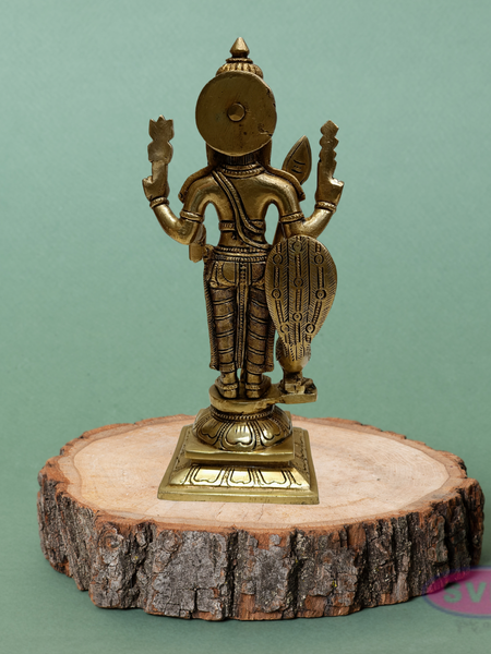 Brass Murugan Swamy Idol with Vel & Mayil Vahanam – 9.5 Inch Pooja Statue