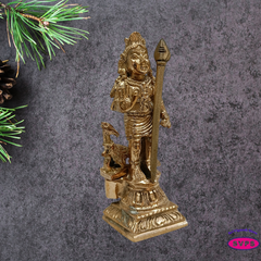 Handmade Panchalogam   Murugar With Peacock / Kumarar Karthikeyar Statue - 4 Inches