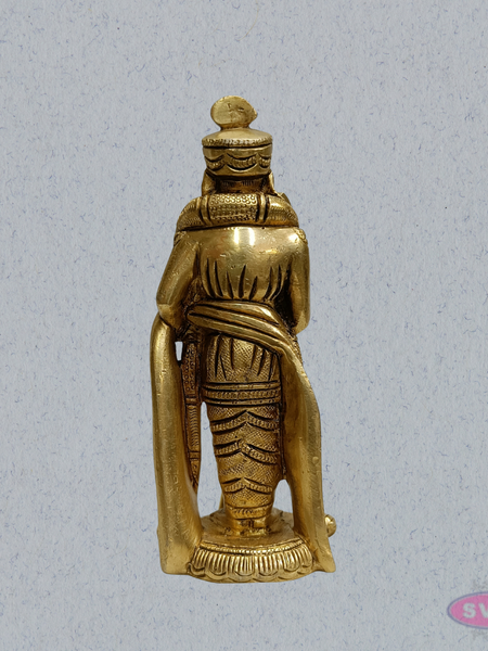 Brass Lord Murugan Standing Idol – 6 Inch with Vel for Home Temple