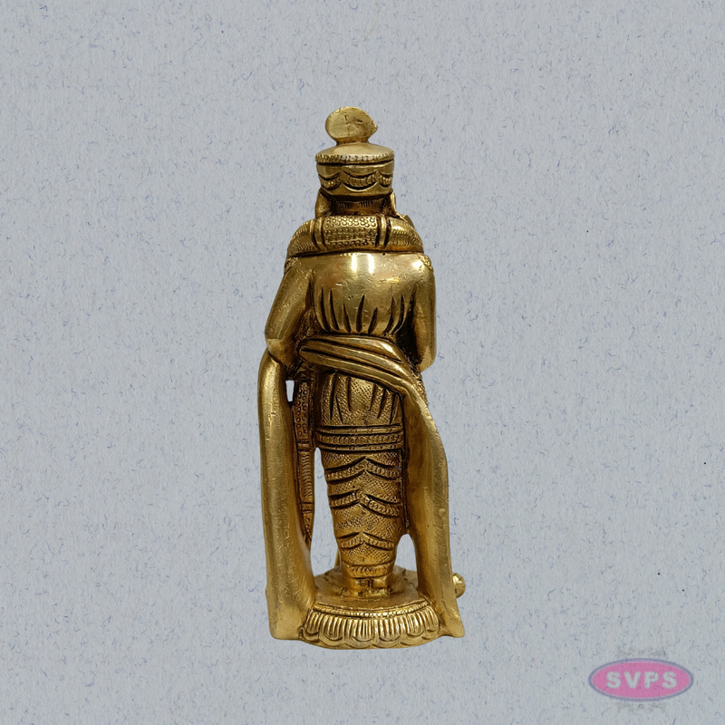 Brass Lord Murugan Standing Idol – 6 Inch with Vel for Home Temple