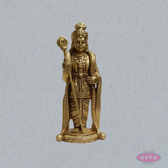 Brass Lord Murugan Standing Idol – 6 Inch with Vel for Home Temple