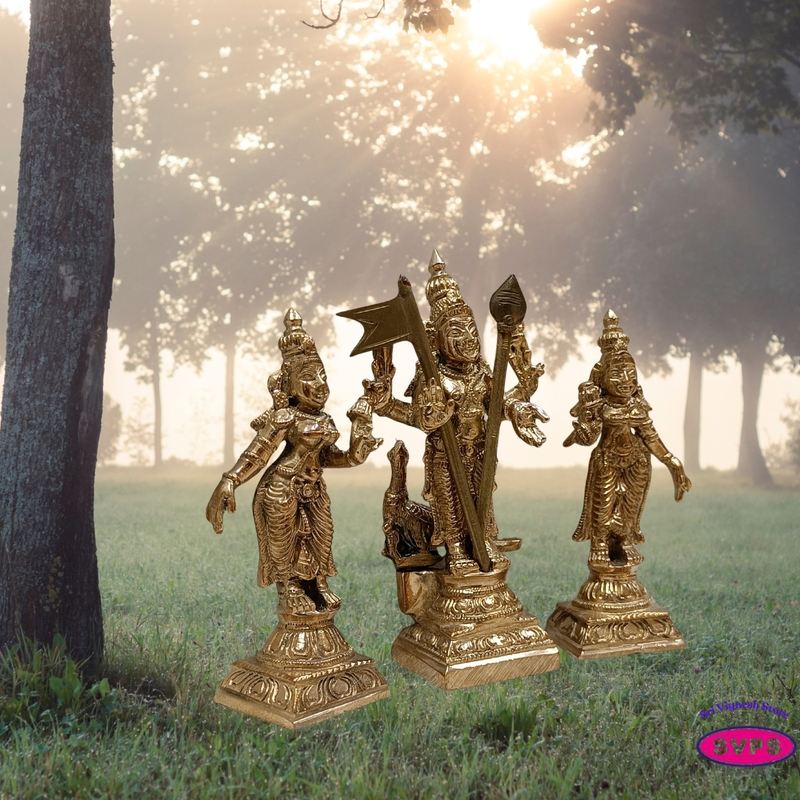 Panchalogam Murugan Valli Deivanai Handmade - 4 Inches