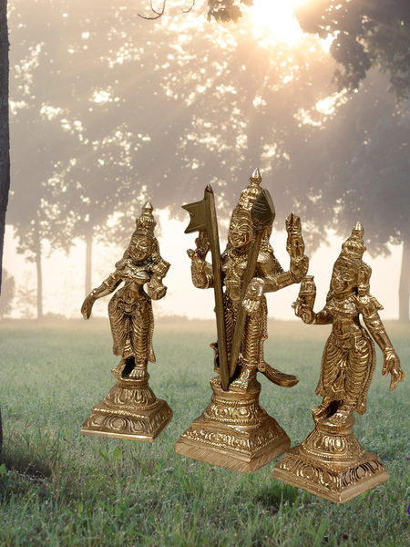 Panchalogam Murugan Valli Deivanai Handmade - 4 Inches