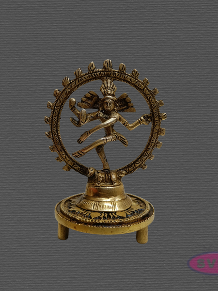 Brass Nataraja Idol with Decorative Brass Chowki & Vibhuti – Pooja Combo Set