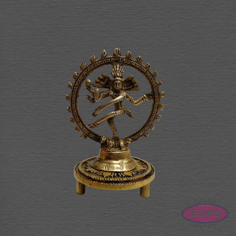 Brass Nataraja Idol with Decorative Brass Chowki & Vibhuti – Pooja Combo Set