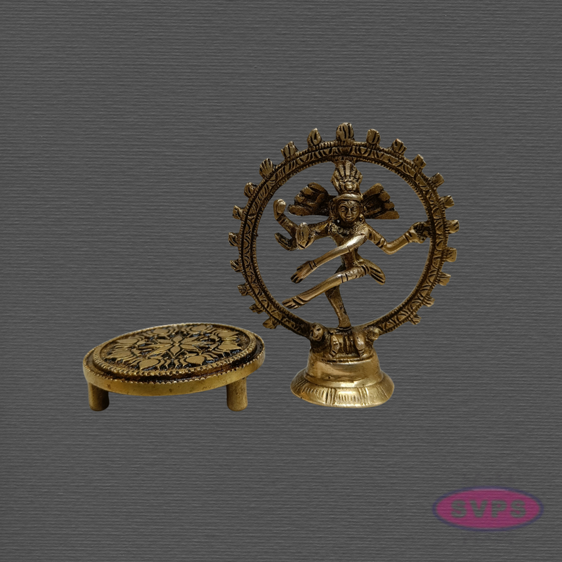 Brass Nataraja Idol with Decorative Brass Chowki & Vibhuti – Pooja Combo Set