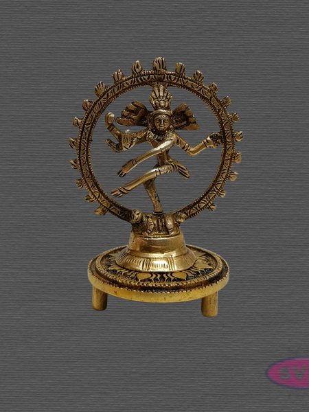 Brass Nataraja Idol with Decorative Brass Chowki & Vibhuti – Pooja Combo Set