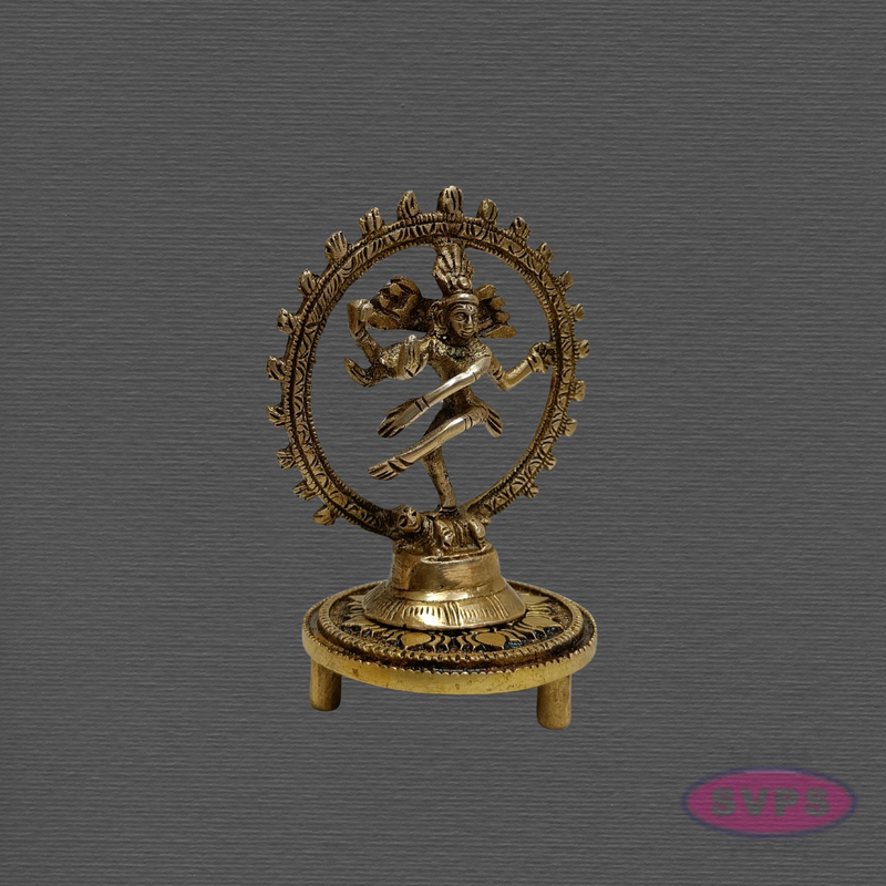Brass Nataraja Idol with Decorative Brass Chowki & Vibhuti – Pooja Combo Set