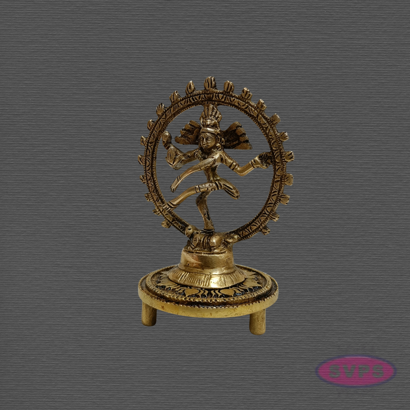 Brass Nataraja Idol with Decorative Brass Chowki & Vibhuti – Pooja Combo Set