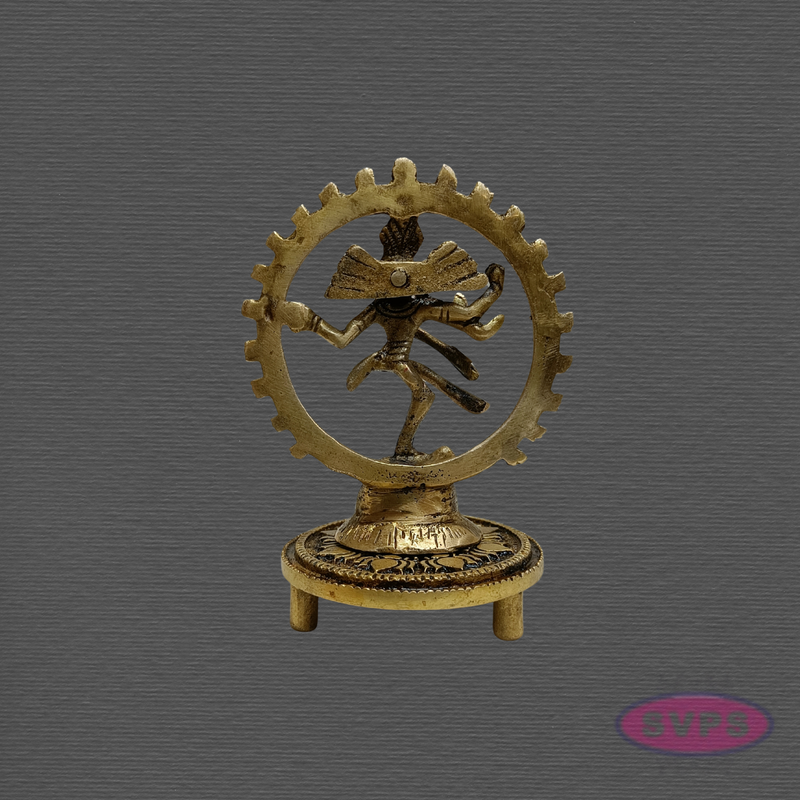Brass Nataraja Idol with Decorative Brass Chowki & Vibhuti – Pooja Combo Set