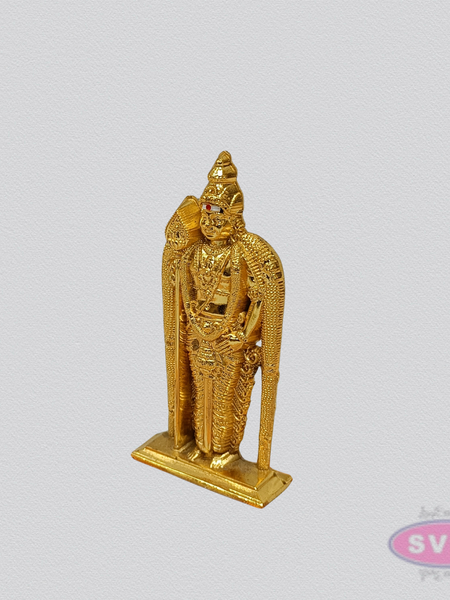Lord Murugan Car Dashboard Idol | Gold Finish | Mini Pooja Statue
