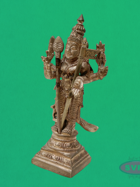 Handmade Panchalogam Murugar / Kumarar Karthikeyar Statue - 4 Inches