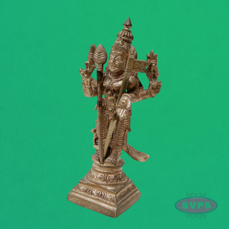 Handmade Panchalogam Murugar / Kumarar Karthikeyar Statue - 4 Inches