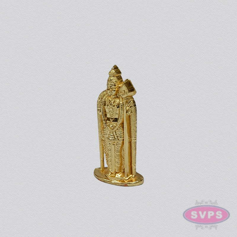 Lord Murugan Car Dashboard Idol | Gold Finish | Mini Pooja Statue-2.5 Inches