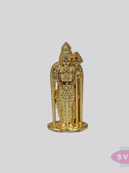 Lord Murugan Car Dashboard Idol | Gold Finish | Mini Pooja Statue-2.5 Inches