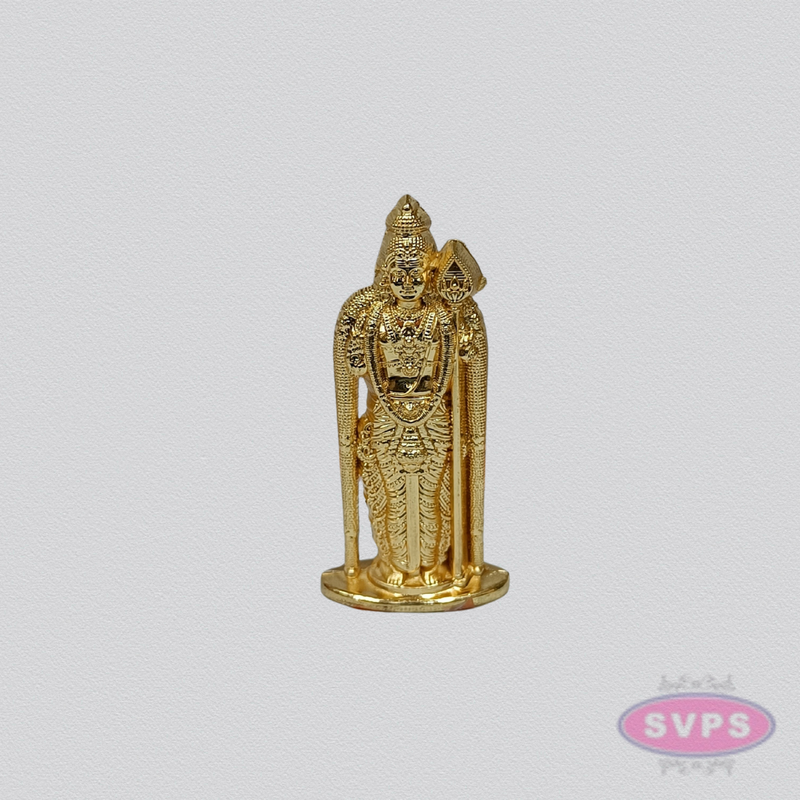 Lord Murugan Car Dashboard Idol | Gold Finish | Mini Pooja Statue-2.5 Inches