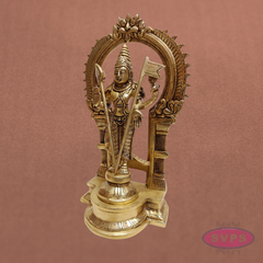 Brass Subramanya Swamy Idol with Peacock & Arch – 12 Inch Murugan Pooja Statue