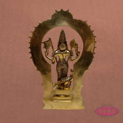 Brass Subramanya Swamy Idol with Peacock & Arch – 12 Inch Murugan Pooja Statue