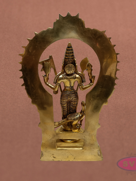 Brass Subramanya Swamy Idol with Peacock & Arch – 12 Inch Murugan Pooja Statue