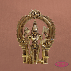 Brass Subramanya Swamy Idol with Peacock & Arch – 12 Inch Murugan Pooja Statue