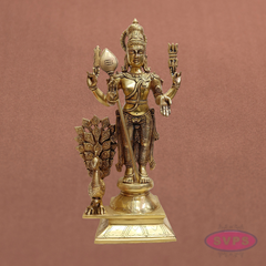 Brass Murugan Idol Standing with Peacock – 1.5 Feet Subramanya Swamy Statue for Spiritual Decor