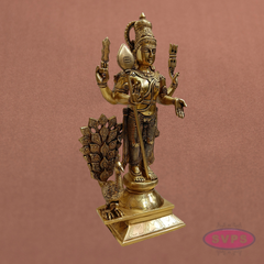 Brass Murugan Idol Standing with Peacock – 1.5 Feet Subramanya Swamy Statue for Spiritual Decor