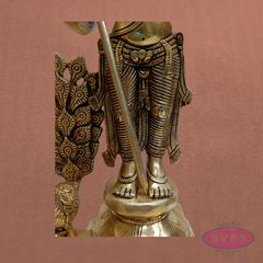 Brass Murugan Idol Standing with Peacock – 1.5 Feet Subramanya Swamy Statue for Spiritual Decor