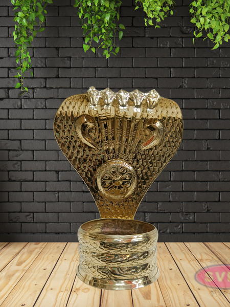 Brass Nagabharanam Statue | Multi Head Cobra Idol | Temple Decor