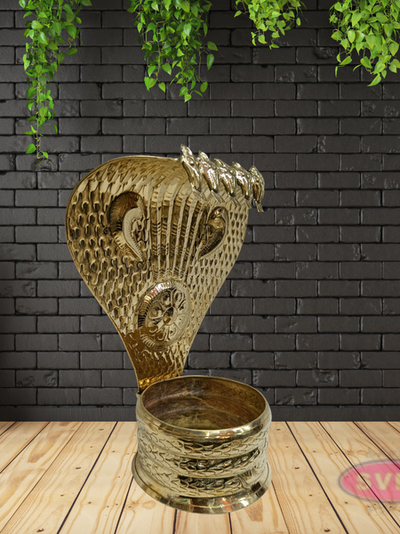 Brass Nagabharanam Statue | Multi Head Cobra Idol | Temple Decor